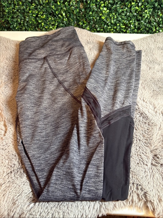 Athleta Pants - Athleta Heathered Gray Leggings with Black Mesh Panels Size Large